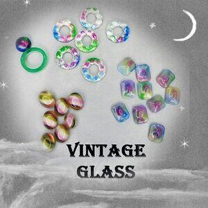 Vintage Rainbow Color Glass Stones Small Cabochons, Jewelry Making, Mosaic Art